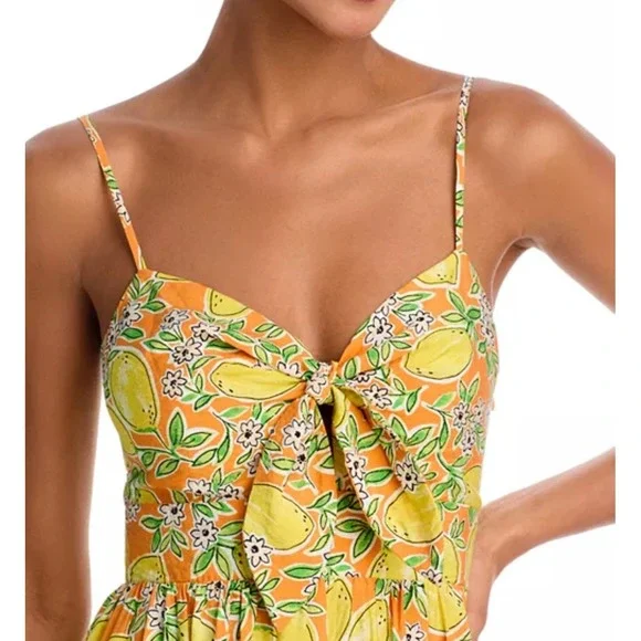 Aqua Yellow Floral Midi Dress - Picture 3 of 9